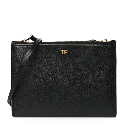 Tom Ford Pebbled Calfskin Triple Zip Crossbody Bag Black 1 of 9