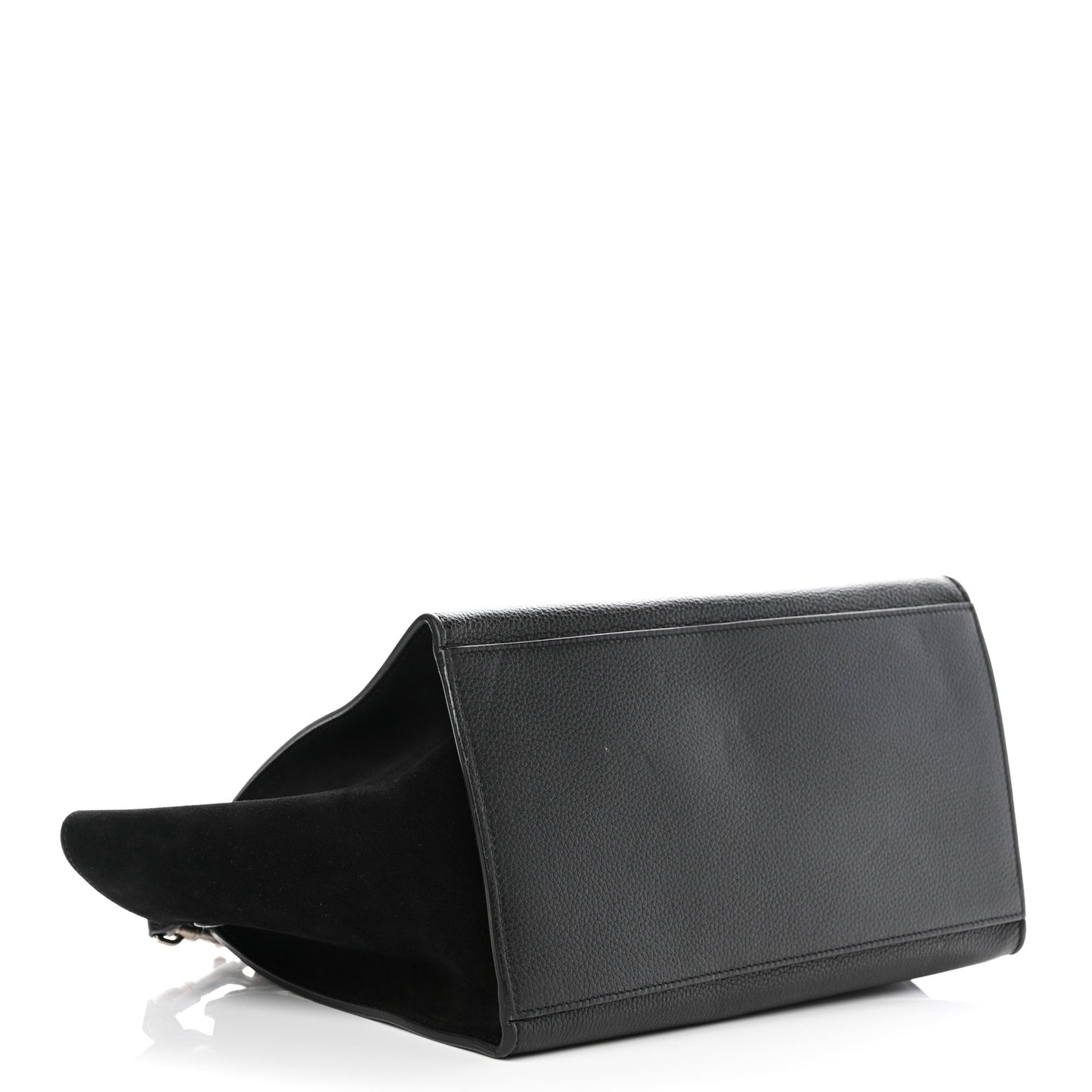 Drummed Calfskin Suede Small Trapeze Black