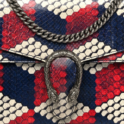 Gucci Python Cubic Medium Dionysus Shoulder Bag Red White Blue 7 of 11