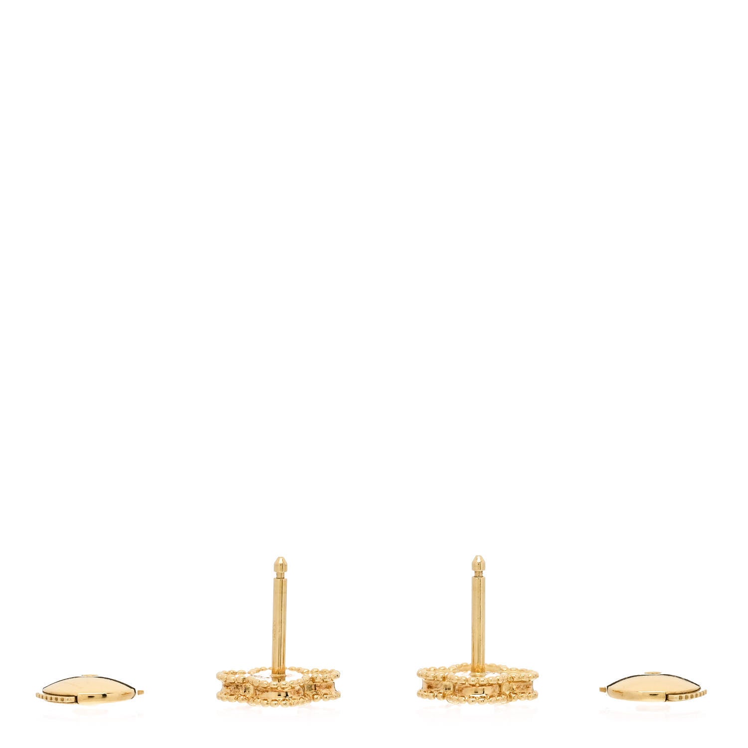 Van Cleef & Arpels 18K Yellow Gold Mother of Pearl Sweet Alhambra Earrings 3 of 5