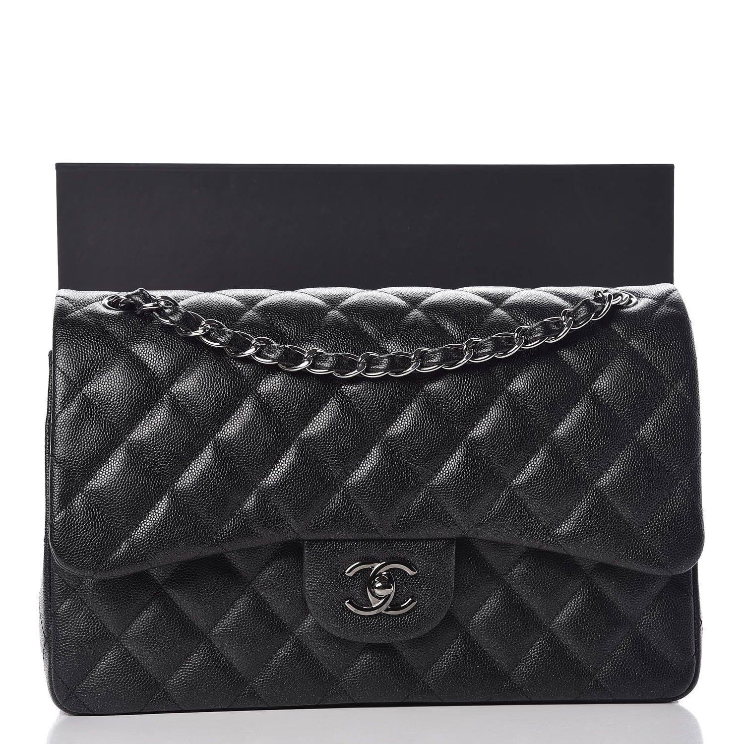 Chanel Iridescent Caviar Quilted Jumbo Double Flap Black 9 of 9