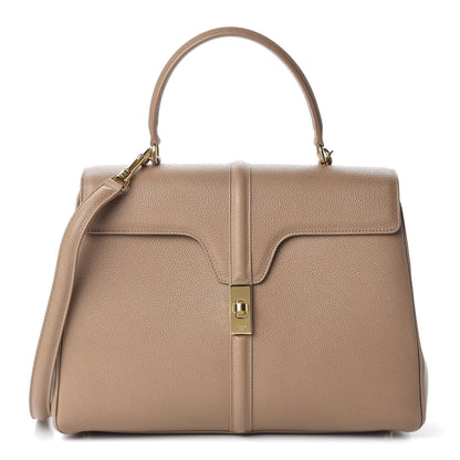 Celine Grained Calfskin Classique 16 Top Handle Bag Beige 1 of 16