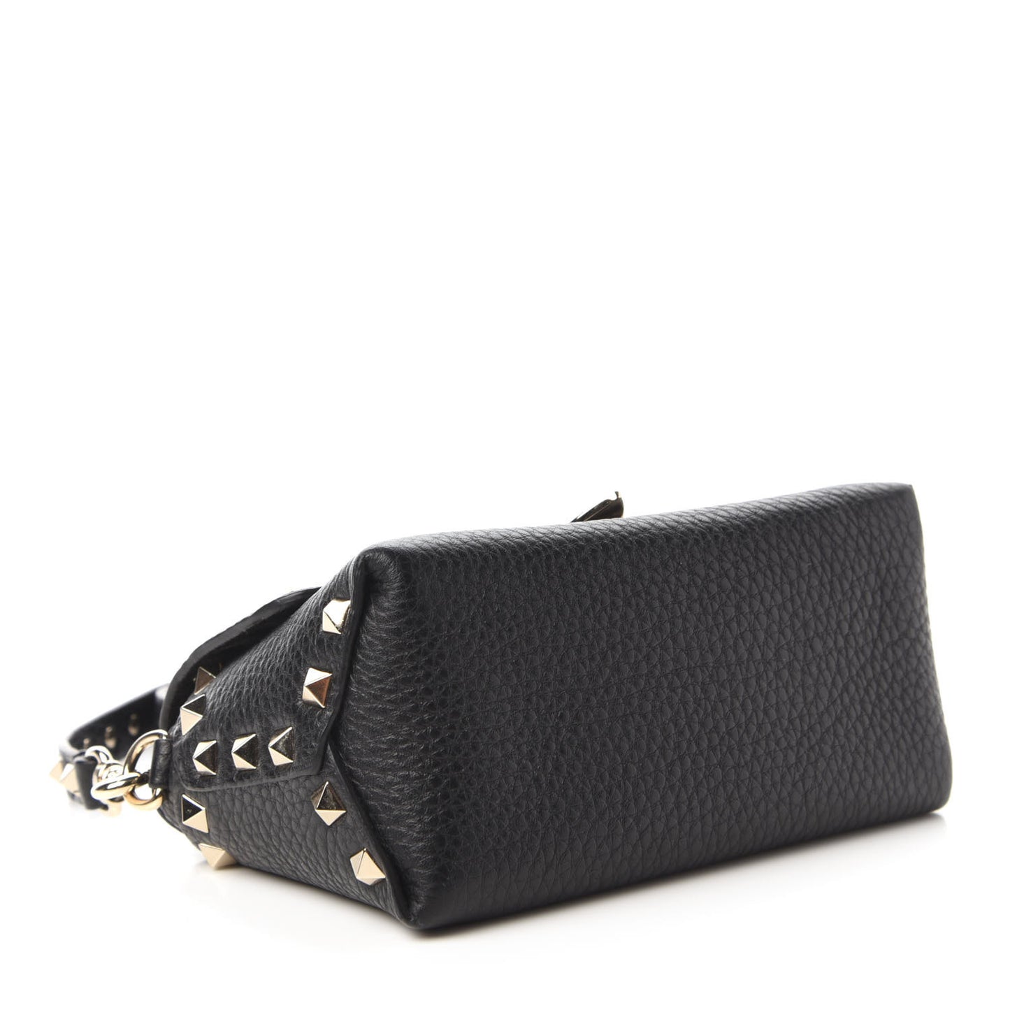 Pebbled Calfskin Mini Rockstud Crossbody Bag Black
