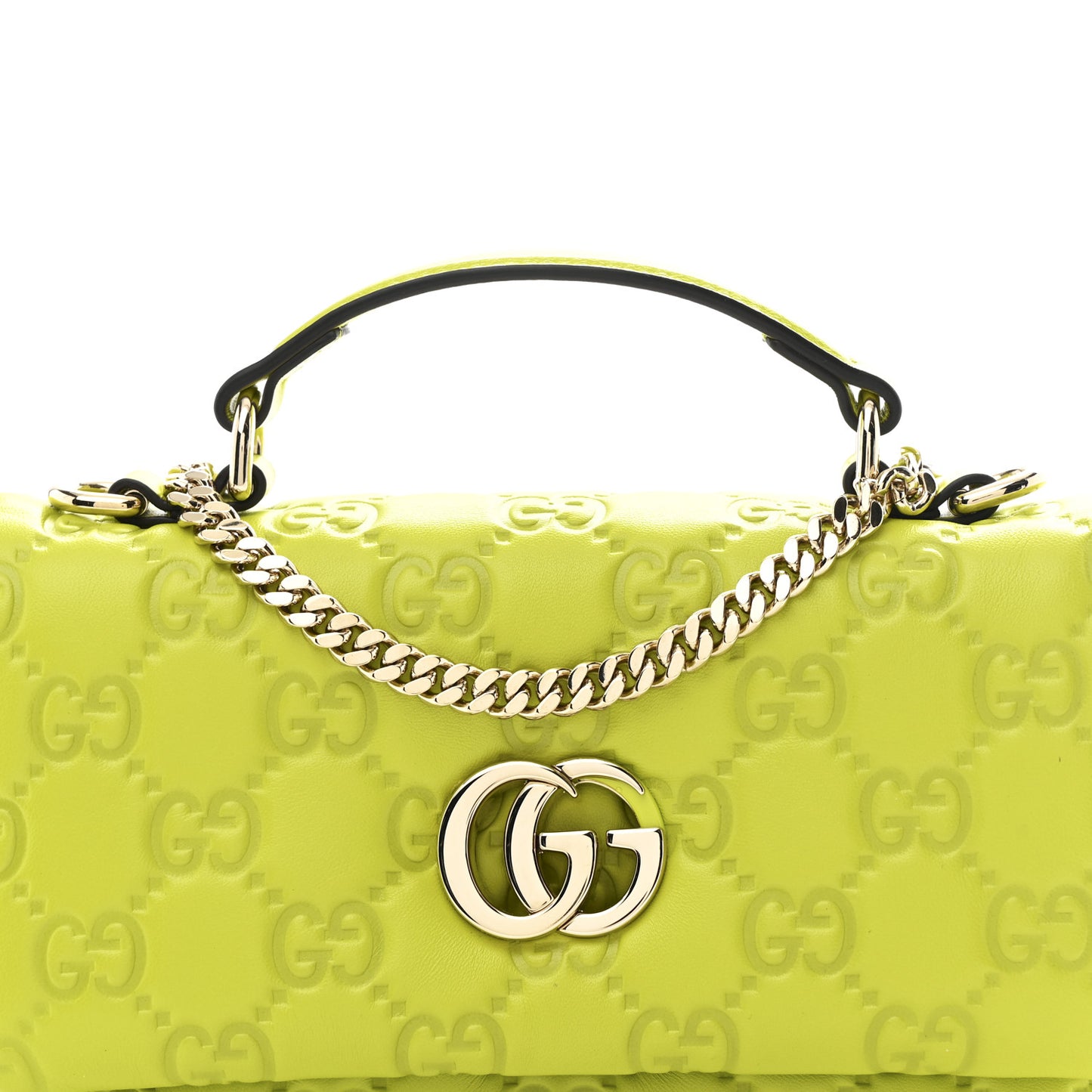 Lambskin Embossed Mini GG Milano Top Handle Shoulder Bag Light Green