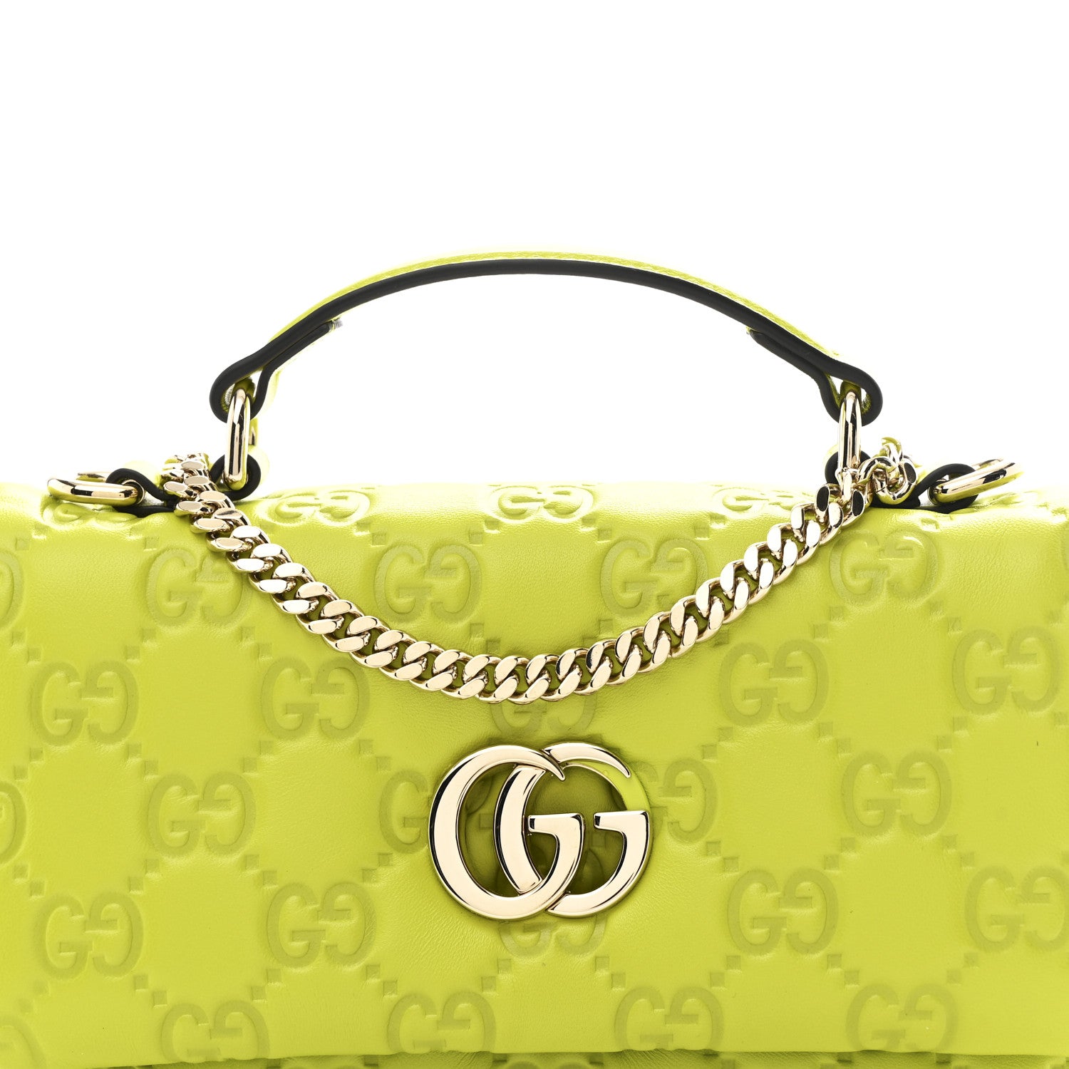 Gucci Lambskin Embossed Mini GG Milano Top Handle Shoulder Bag Light Green 8 of 10
