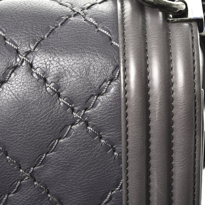 Chanel Calfskin Double Stitch Medium Boy Flap Grey 10 of 11