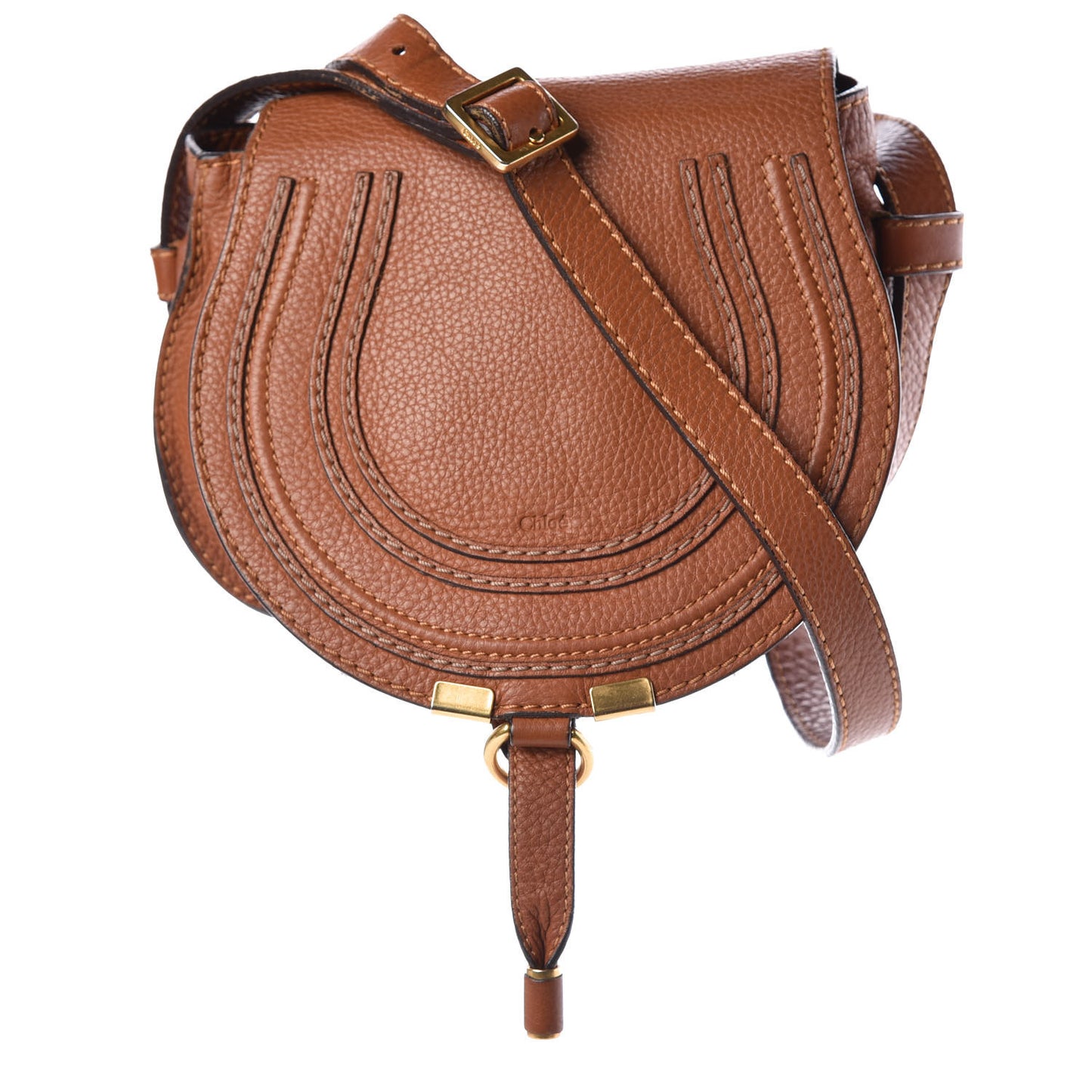 Calfskin Mini Marcie Round Crossbody Bag Tan