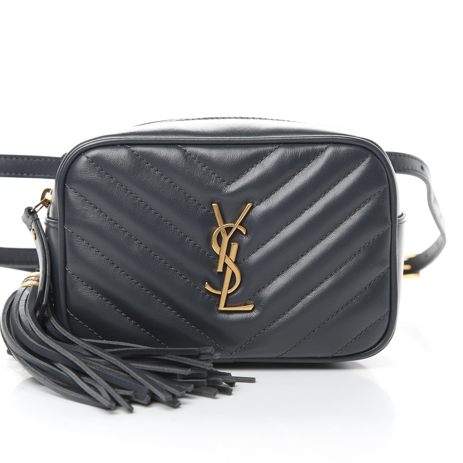 Saint Laurent Calfskin Matelasse Monogram Lou Belt Bag Smog 8 of 12