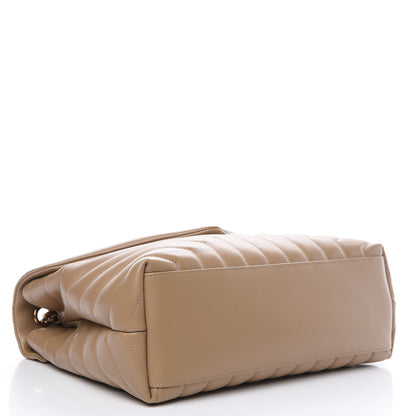 Saint Laurent Calfskin Y Quilted Monogram Medium Loulou Chain Satchel Dark Latte 3 of 9