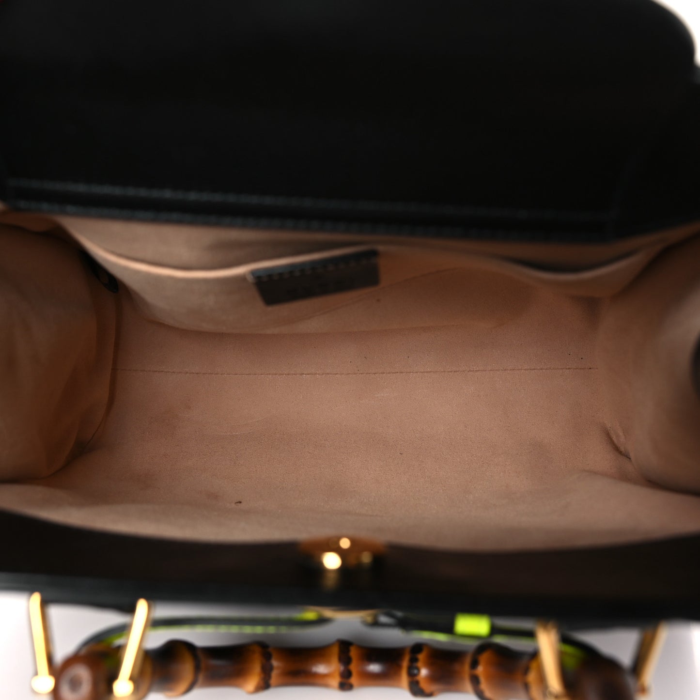 Calfskin Small Diana Tote Bag Black Yellow Fluo