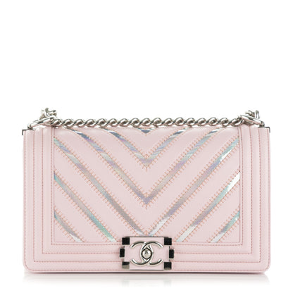 Chanel Lambskin Iridescent PVC Medium Boy Flap Light Pink Silver 1 of 8