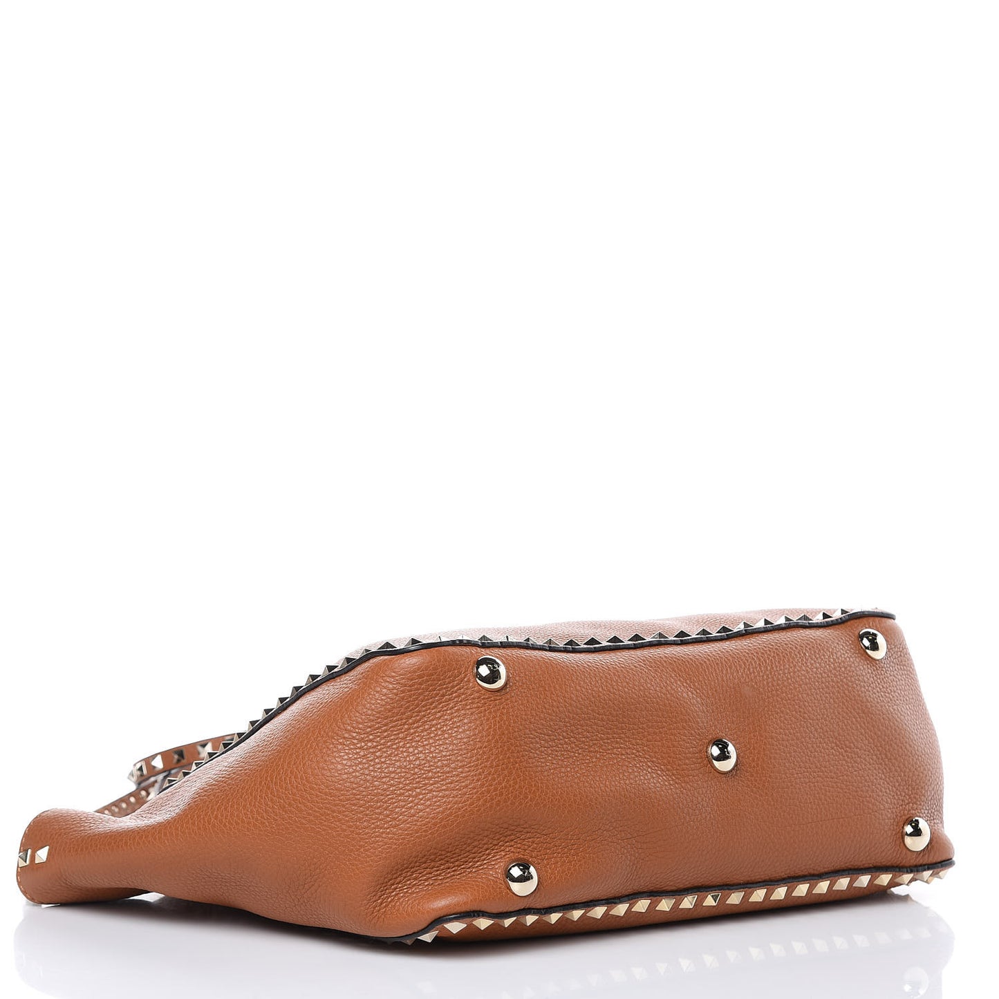 Pebbled Calfskin Medium Rockstud Tote Light Cuir