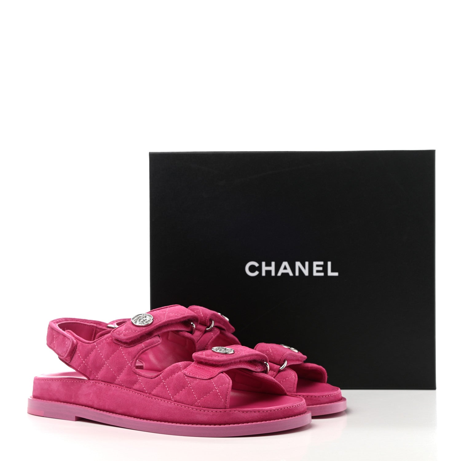 Chanel Suede Calfskin Velcro Dad Sandals 39 Pink 9 of 9