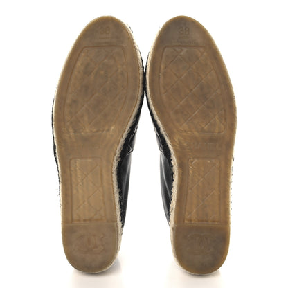 Chanel Lambskin Quilted CC Espadrilles 38 Black 6 of 10