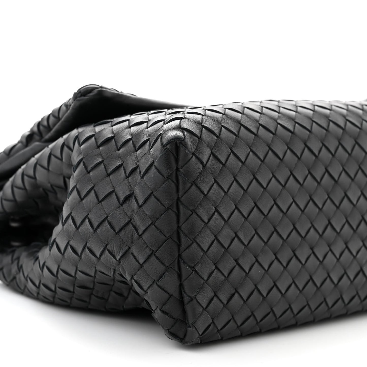Nappa Intrecciato Flap Shoulder Bag Black