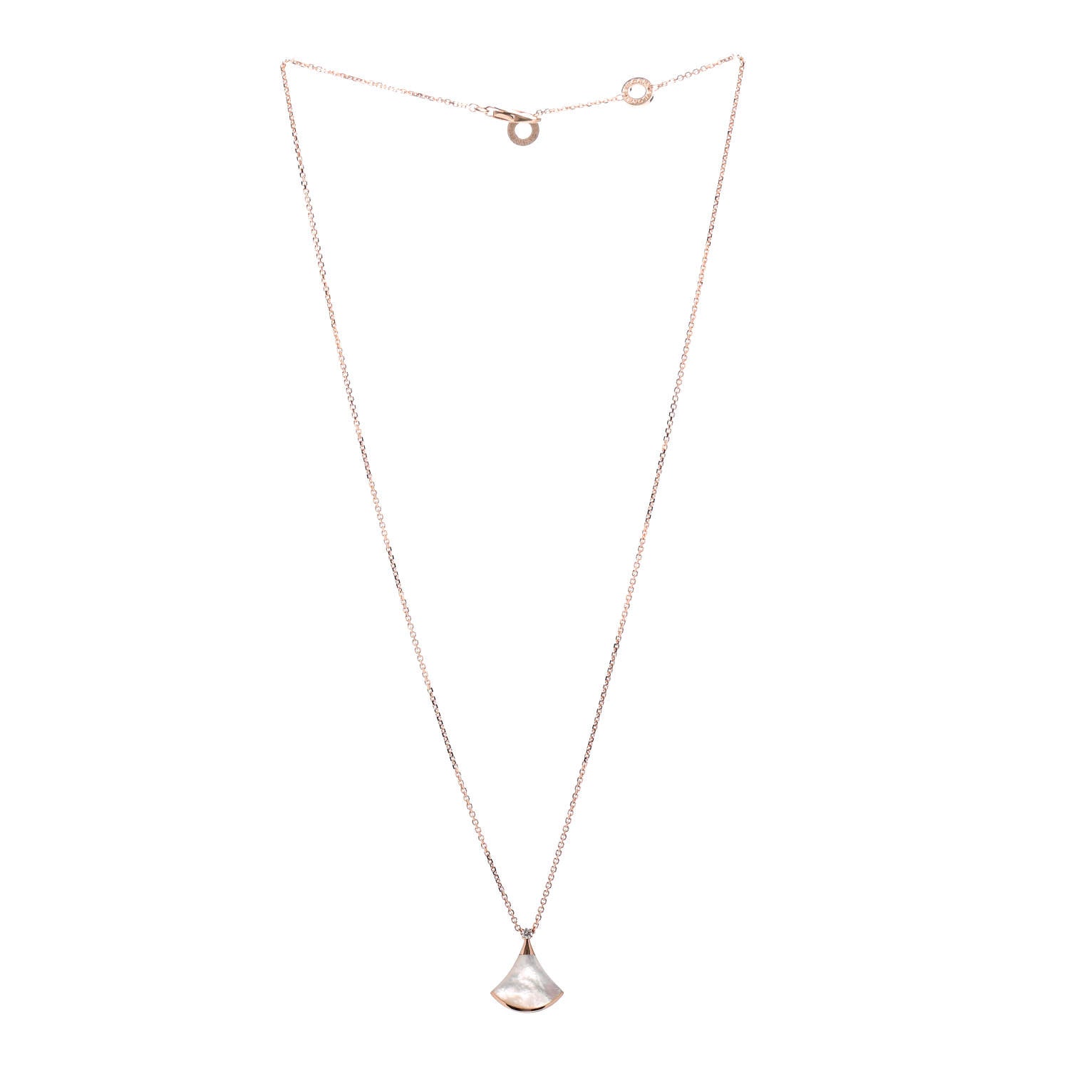 Bulgari 18K Rose Gold Diamond Mother of Pearl Small Divas' Dream Pendant Necklace 3 of 5