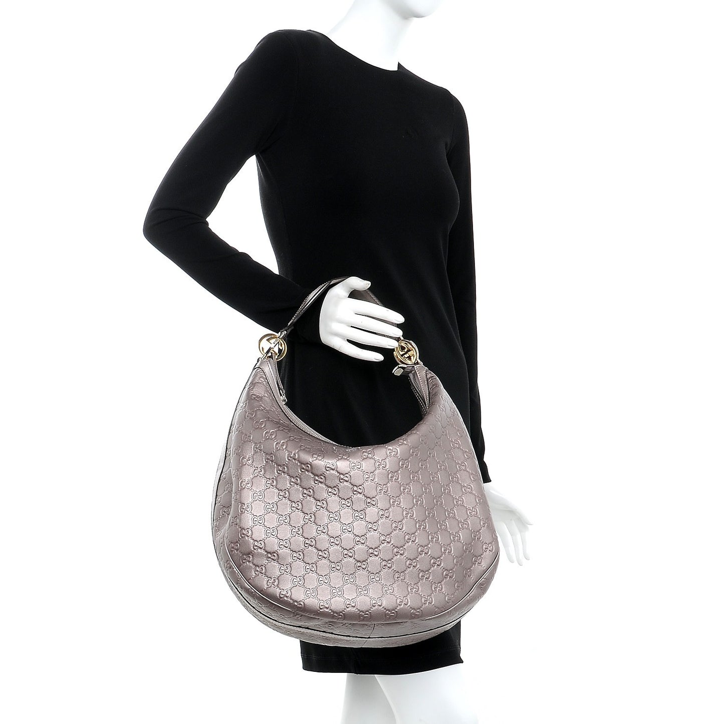 Metallic Guccissima Large GG Twins Hobo Mauve