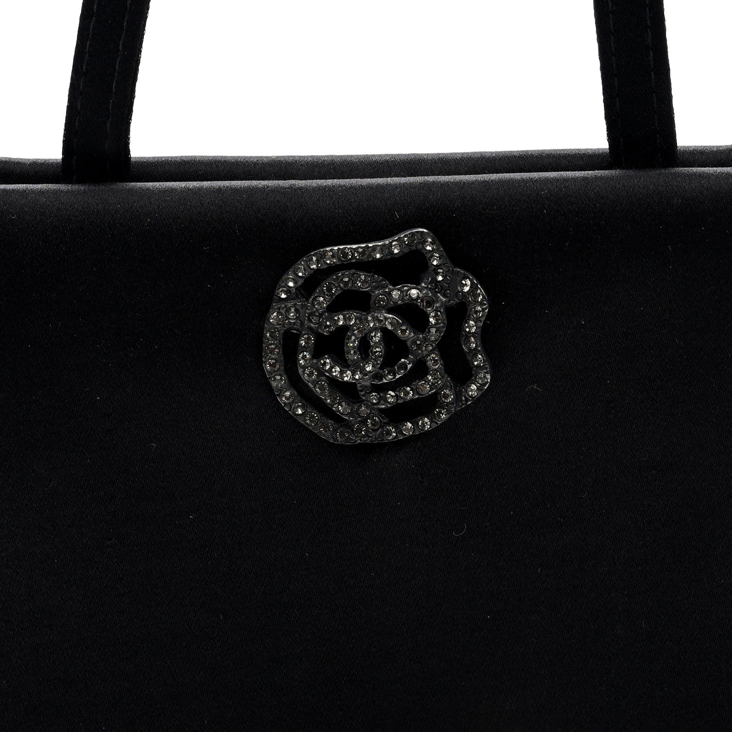 Chanel Satin Crystal Small Camellia Evening Bag Black 8 of 11