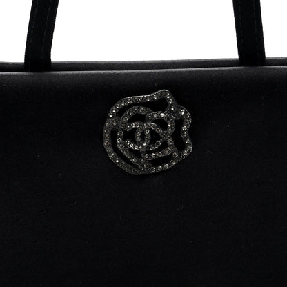 Chanel Satin Crystal Small Camellia Evening Bag Black 8 of 11