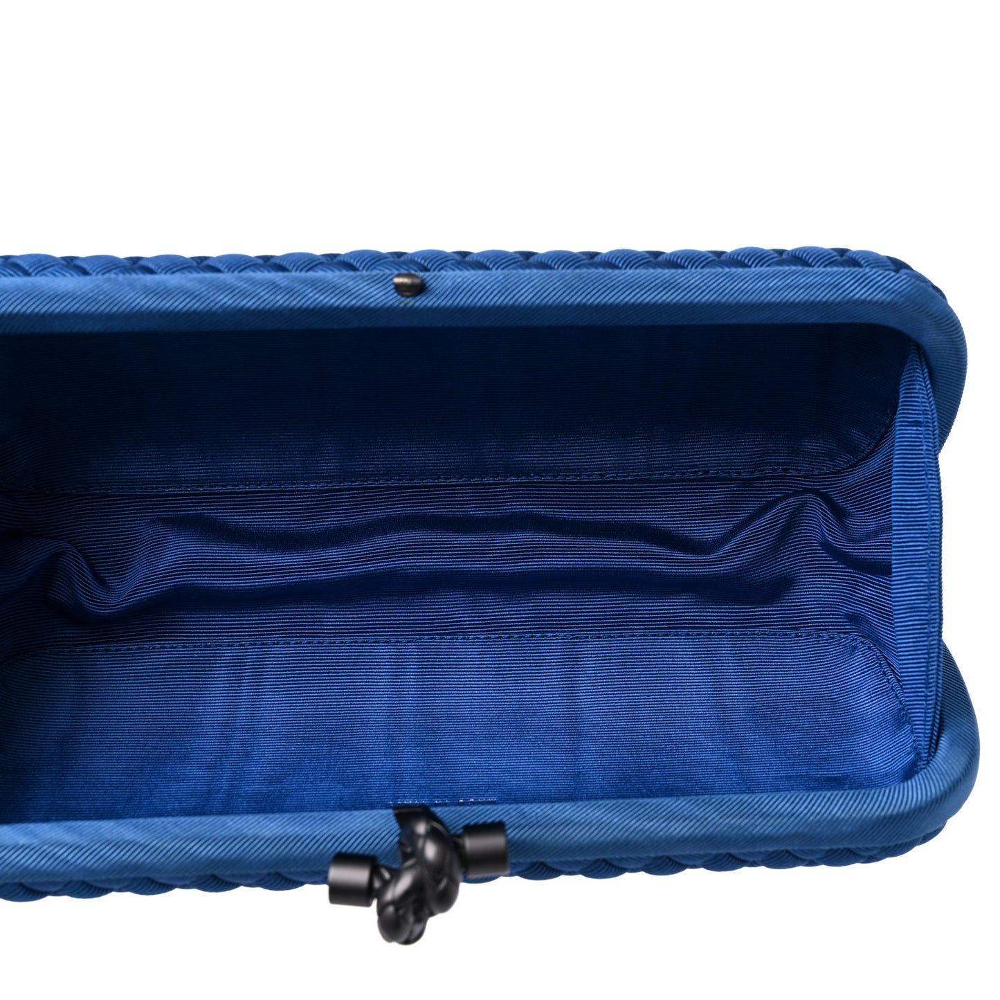Silk Faille Intrecciato Knot Clutch Blue