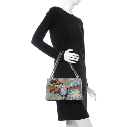 Gucci GG Supreme Monogram Blooms Print Embroidered Small Dionysus Shoulder Bag Blue Taupe 3 of 11