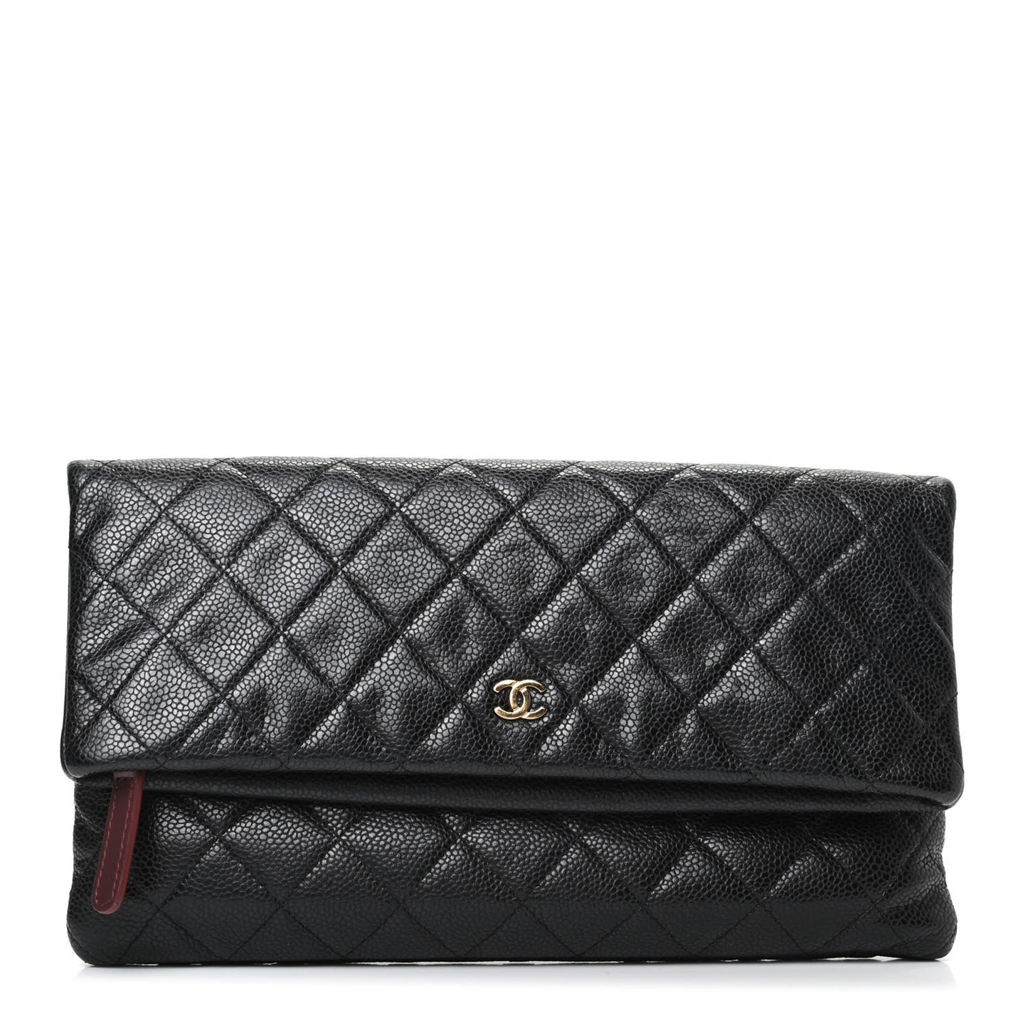 Caviar Quilted CC Beauty Clutch Black