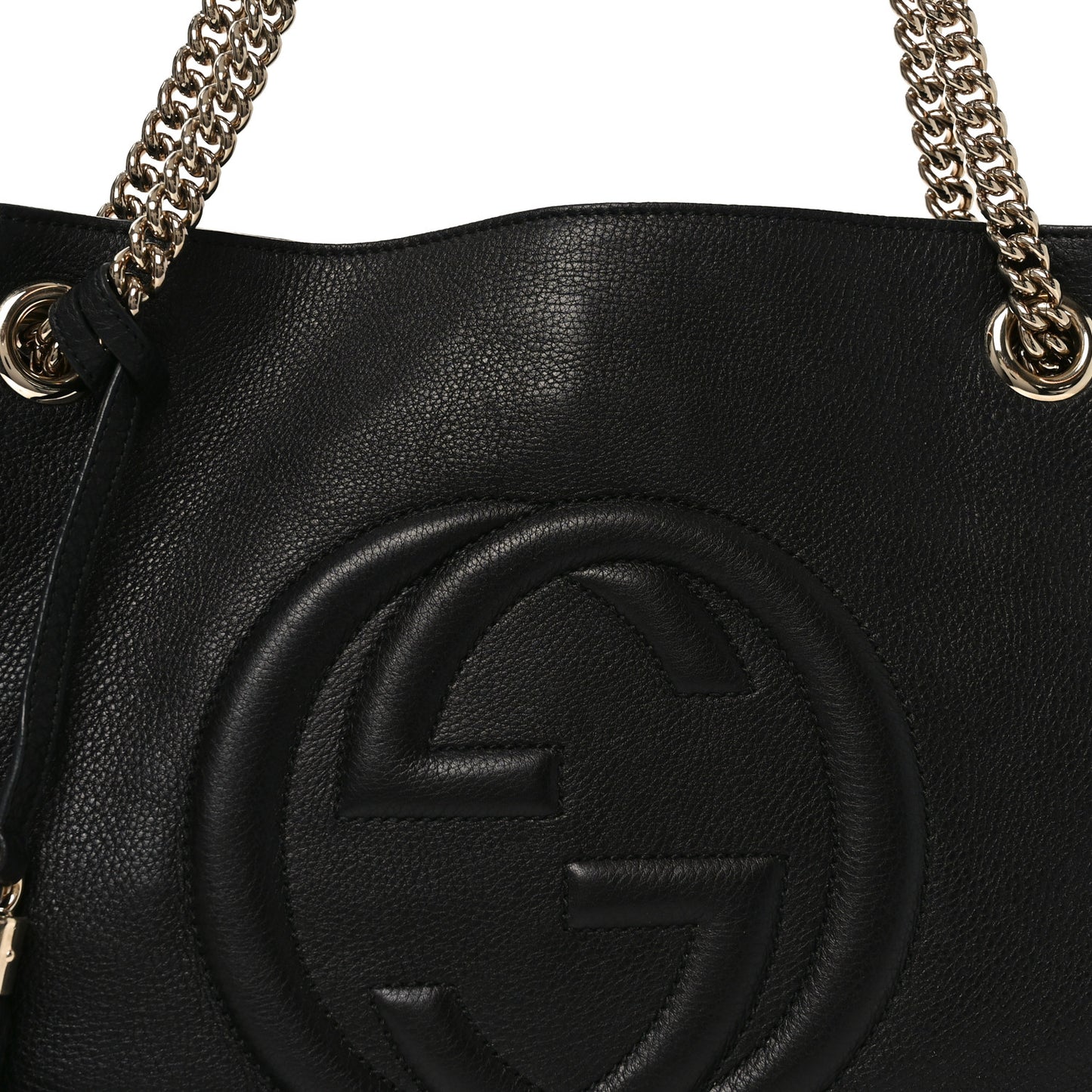 Pebbled Calfskin Medium Soho Chain Shoulder Bag Black
