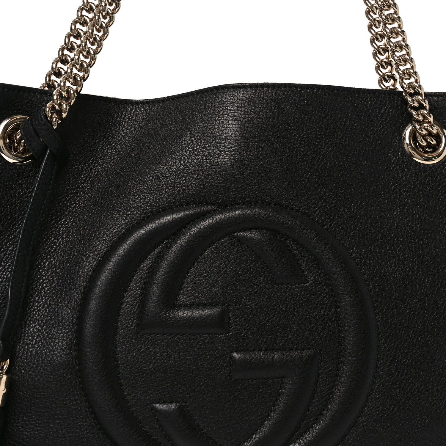 Gucci Pebbled Calfskin Medium Soho Chain Shoulder Bag Black 8 of 10