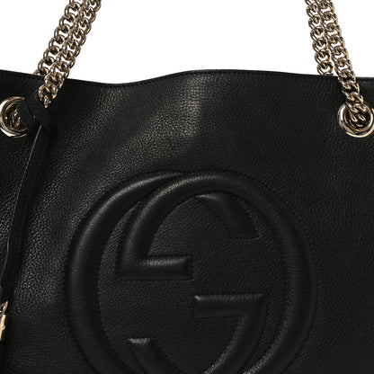 Gucci Pebbled Calfskin Medium Soho Chain Shoulder Bag Black 8 of 10