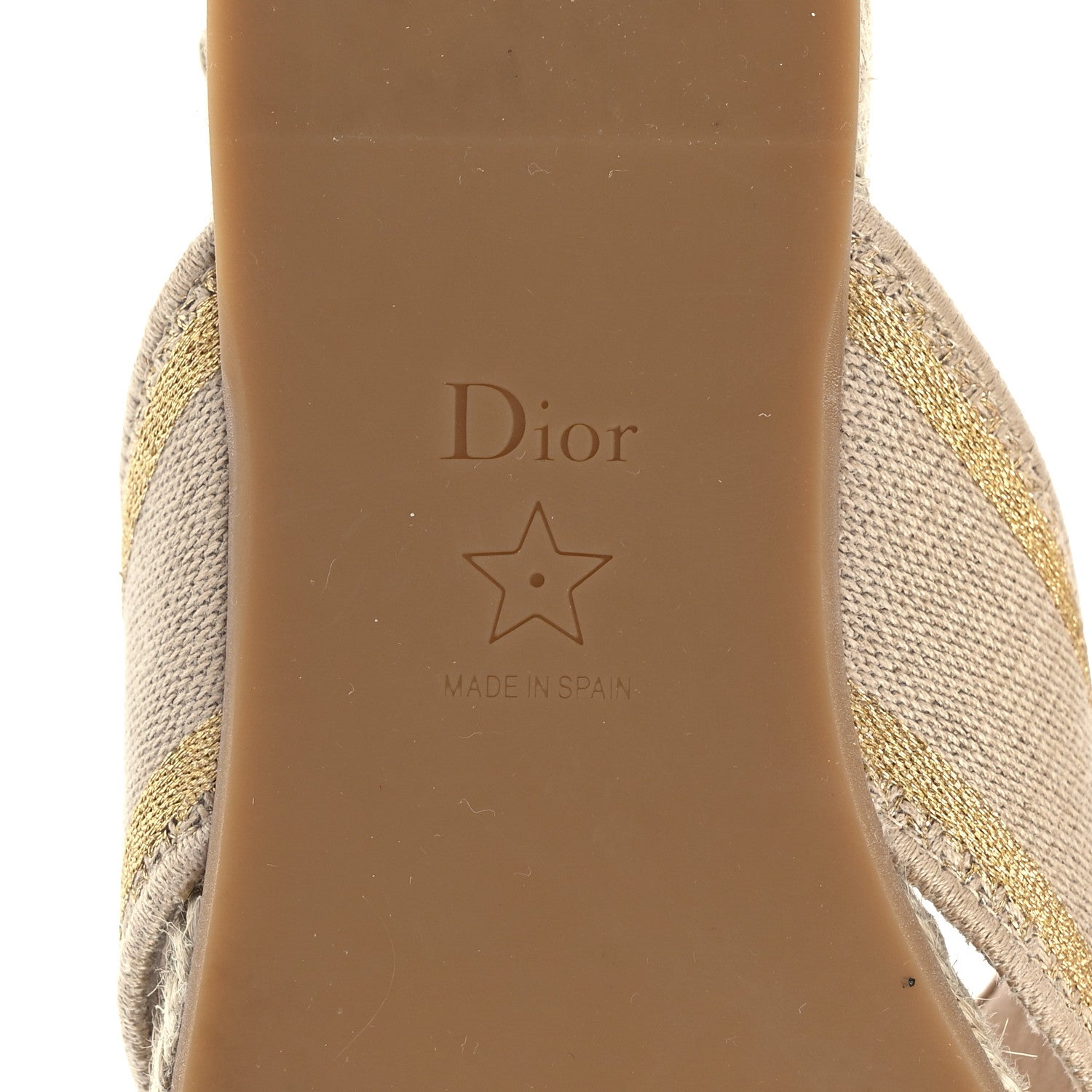 Christian Dior Canvas Embroidered Granville Espadrille Crisscross Flat Slide Sandals 38.5 Gold 6 of 8