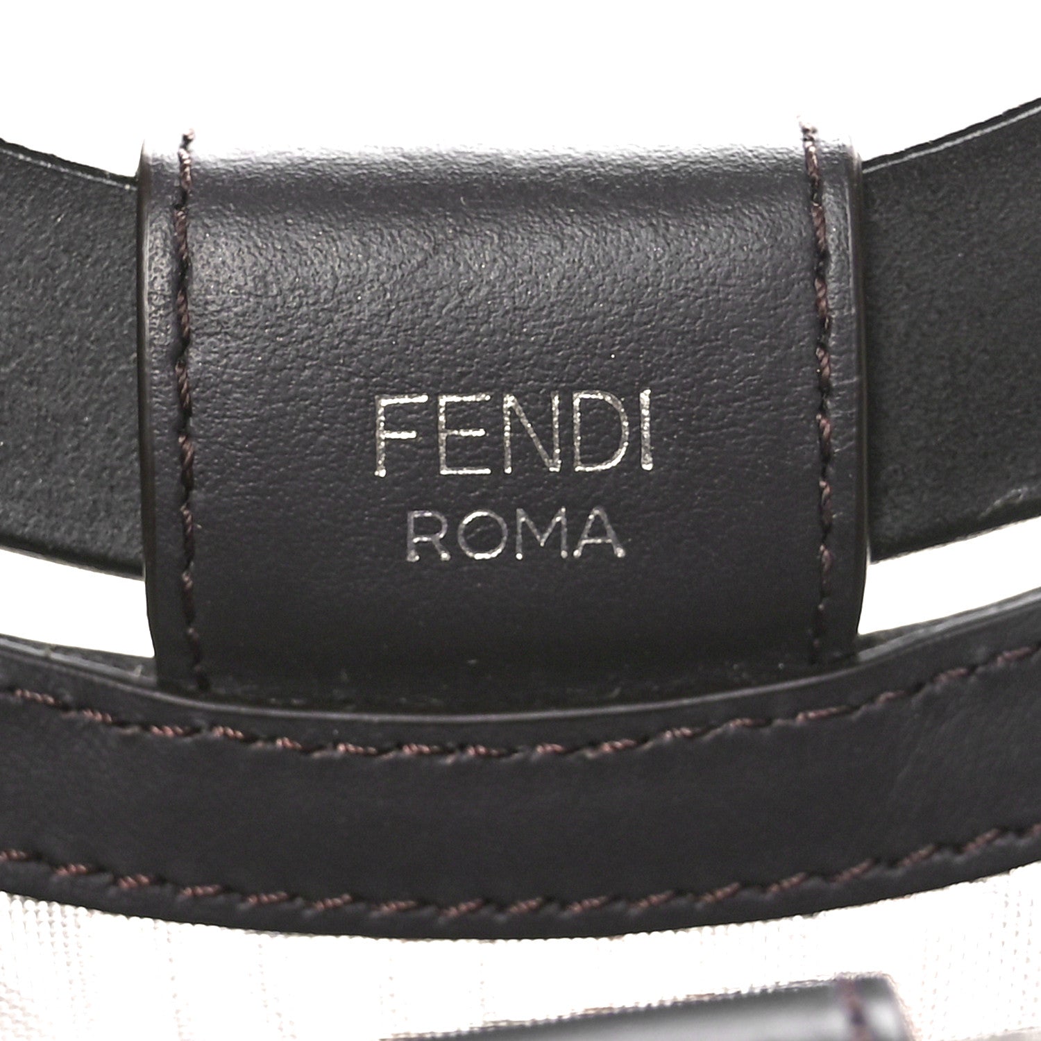 Fendi Mesh Vitello Century Cuoio FF 1974 Small Runaway Shopper Tote Marrone Black Ebano 6 of 8