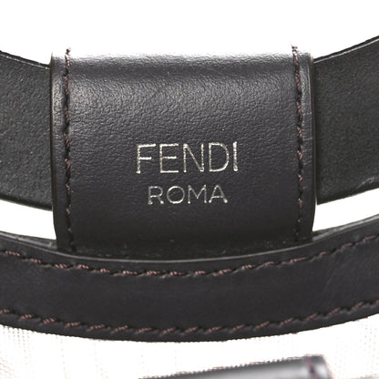 Fendi Mesh Vitello Century Cuoio FF 1974 Small Runaway Shopper Tote Marrone Black Ebano 6 of 8