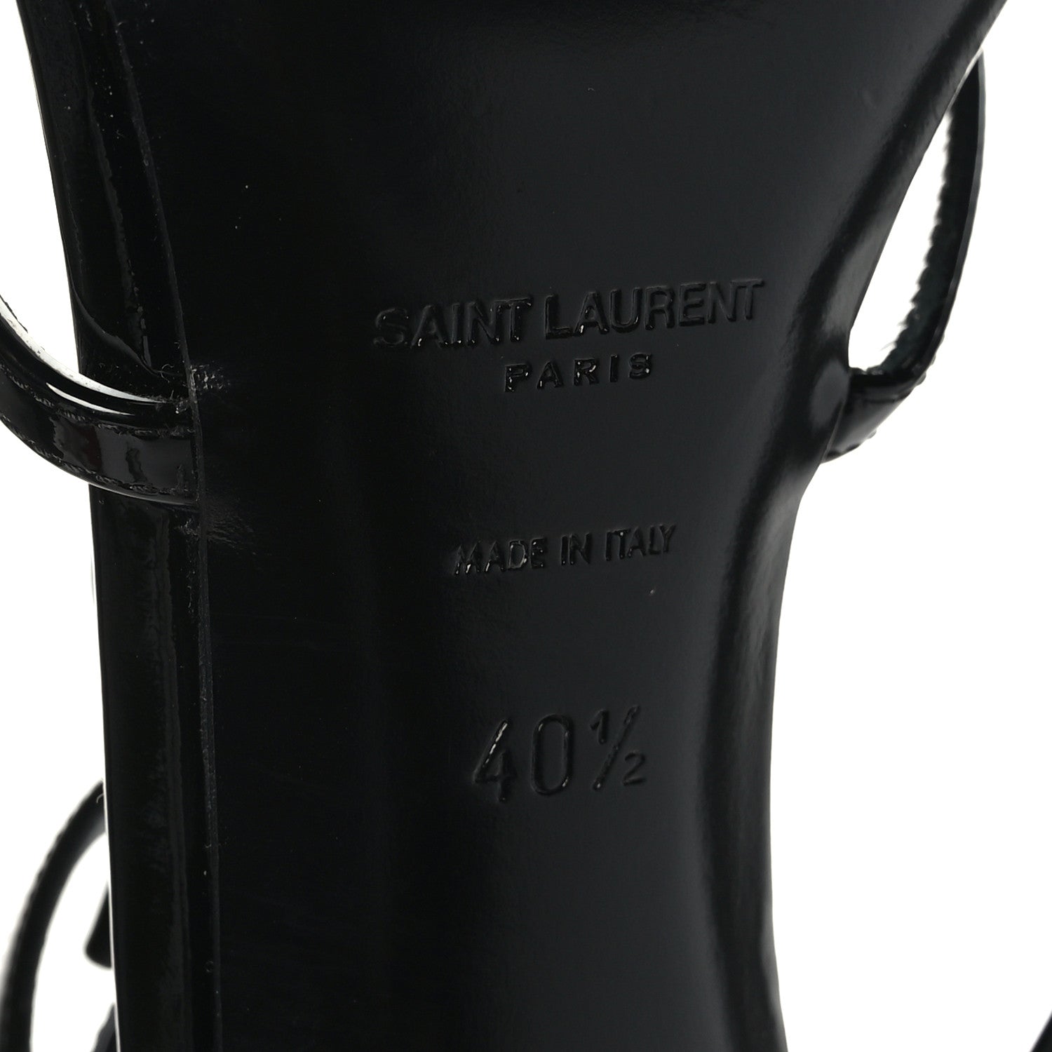 Saint Laurent Patent Cassandra 100 Ankle Strap Sandals 40.5 Black 7 of 7