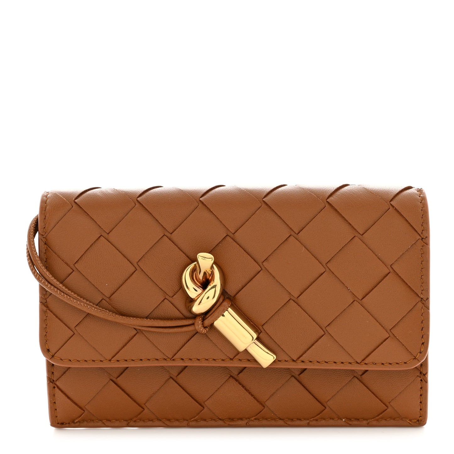 Nappa Intrecciato Andiamo Flap Wallet Cognac