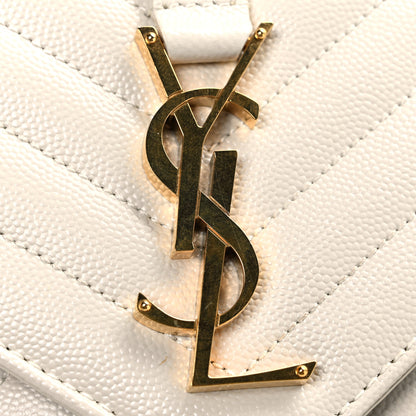 Saint Laurent Grain De Poudre Textured Mixed Matelasse Medium Triquilt Monogram Satchel Crema Soft 10 of 10