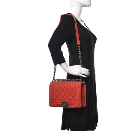 Chanel Calfskin Double Stitch New Medium Boy Flap Red 2 of 13