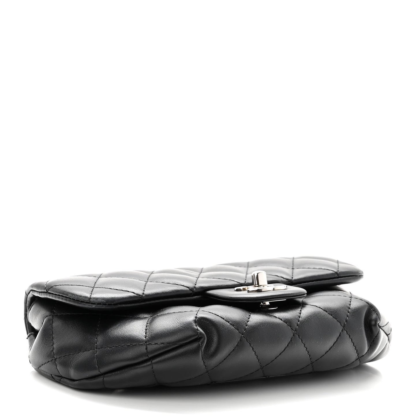Calfskin Quilted CC Uniform Flap Belt Bag Black