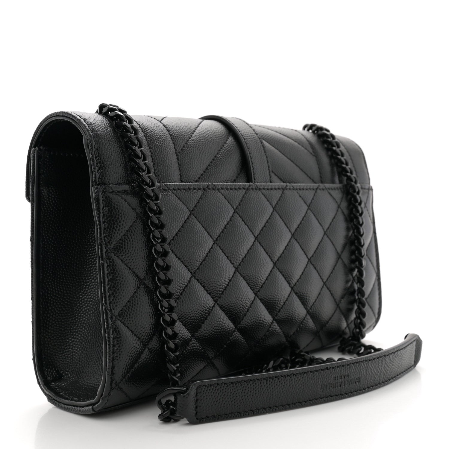 Saint Laurent Grain De Poudre Textured Mixed Matelasse Triquilt Small Monogram Monochrome Satchel Black 2 of 10