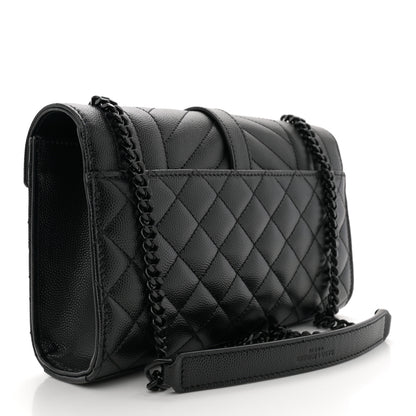 Saint Laurent Grain De Poudre Textured Mixed Matelasse Triquilt Small Monogram Monochrome Satchel Black 2 of 10