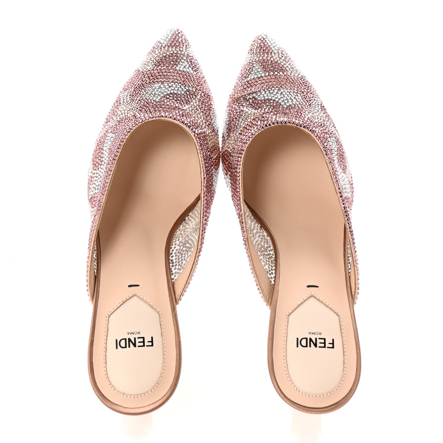 Fendi Technical Mesh Crystal Colibri Mule 36 Nude 2 of 9