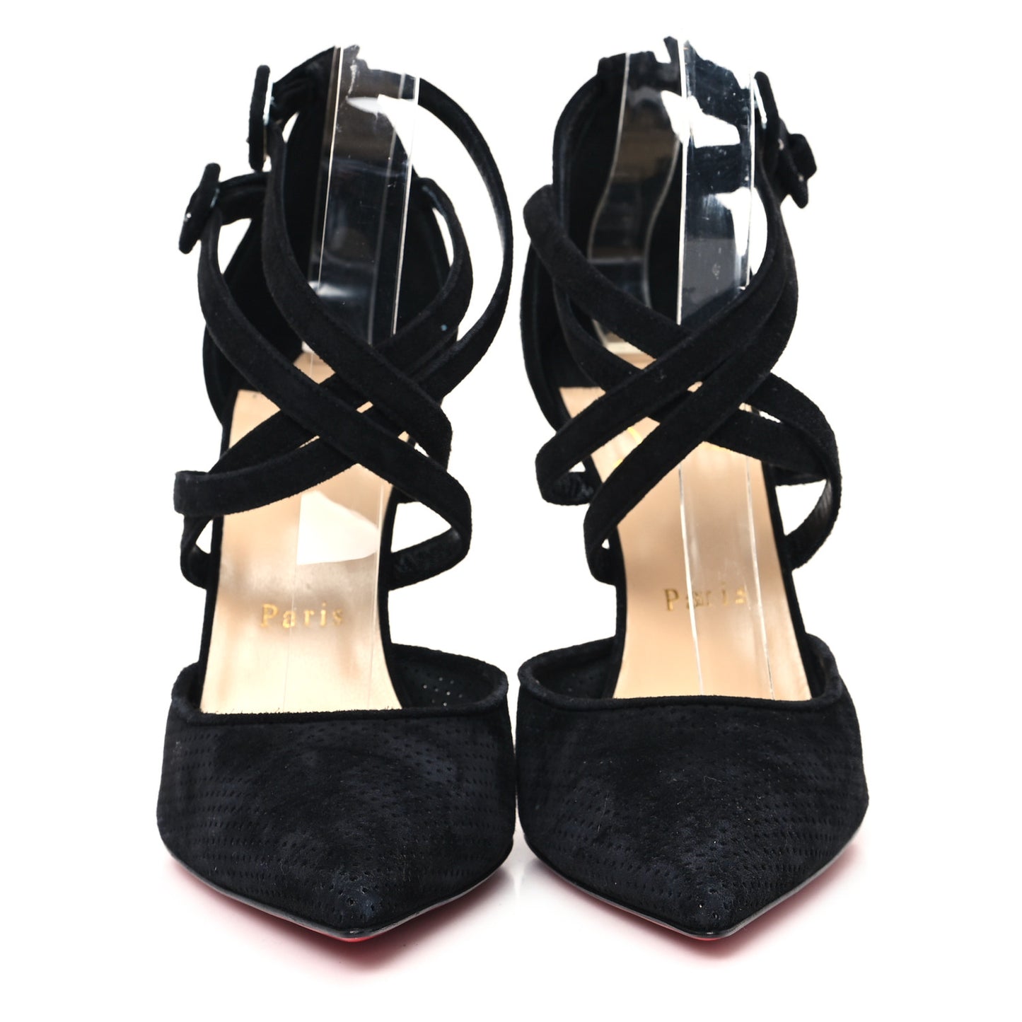 Veau Velours Perforated Victorilla 100 Pumps 38.5 Black