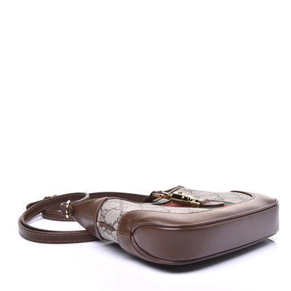 Gucci GG Supreme Monogram Azalea Calfskin Web Mini Jackie 1961 Hobo Beige Ebony Brown Sugar 4 of 15