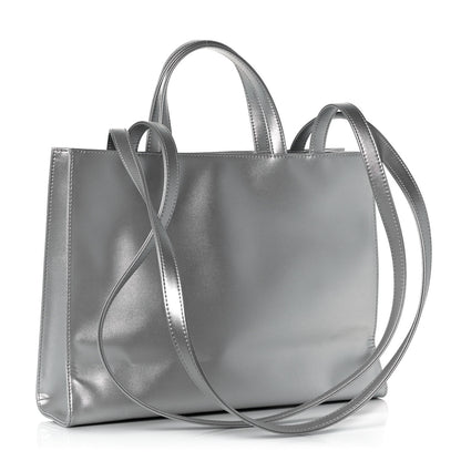 Telfar Metallic Vegan Leather Medium Shopping Bag Silver 3 of 12