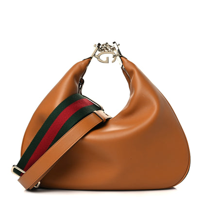 Gucci Aria Calfskin Web Large Attache Shoulder Bag Dark Orange 1 of 5