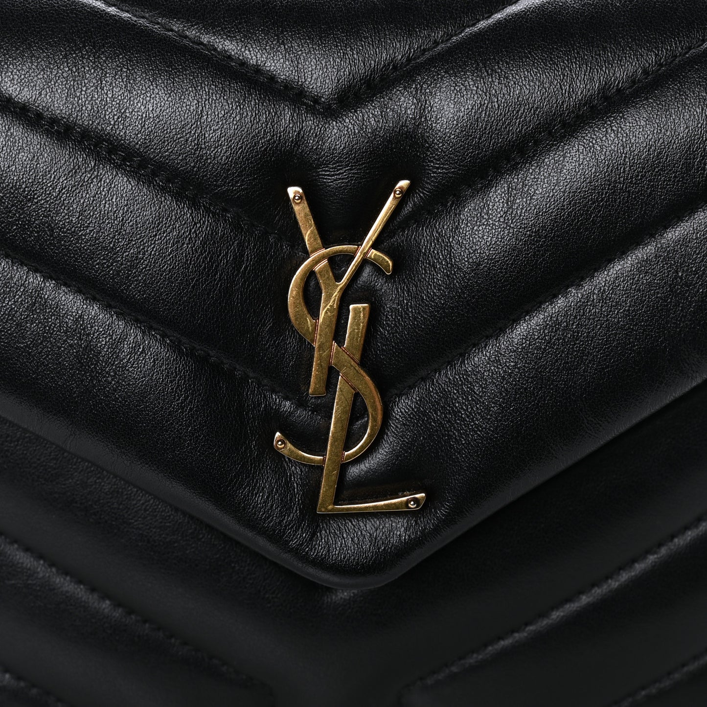 Calfskin Y Quilted Monogram Small Loulou Chain Satchel Black