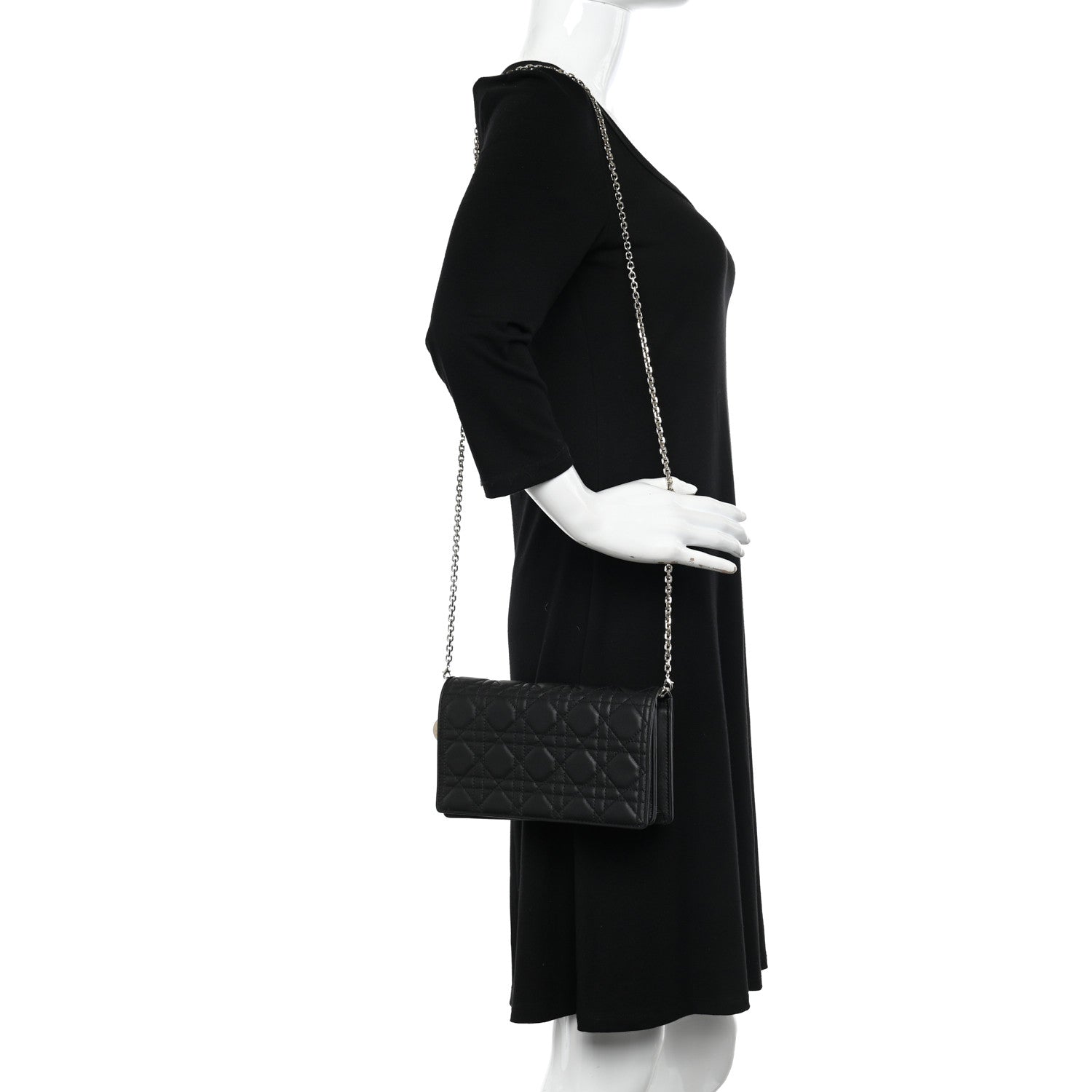 Christian Dior Lambskin Cannage Lady Dior Pouch Black 2 of 10
