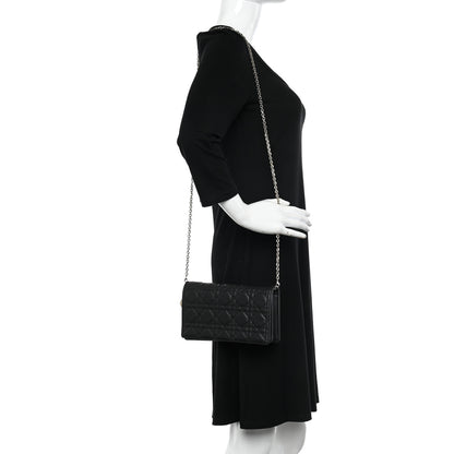 Christian Dior Lambskin Cannage Lady Dior Pouch Black 2 of 10