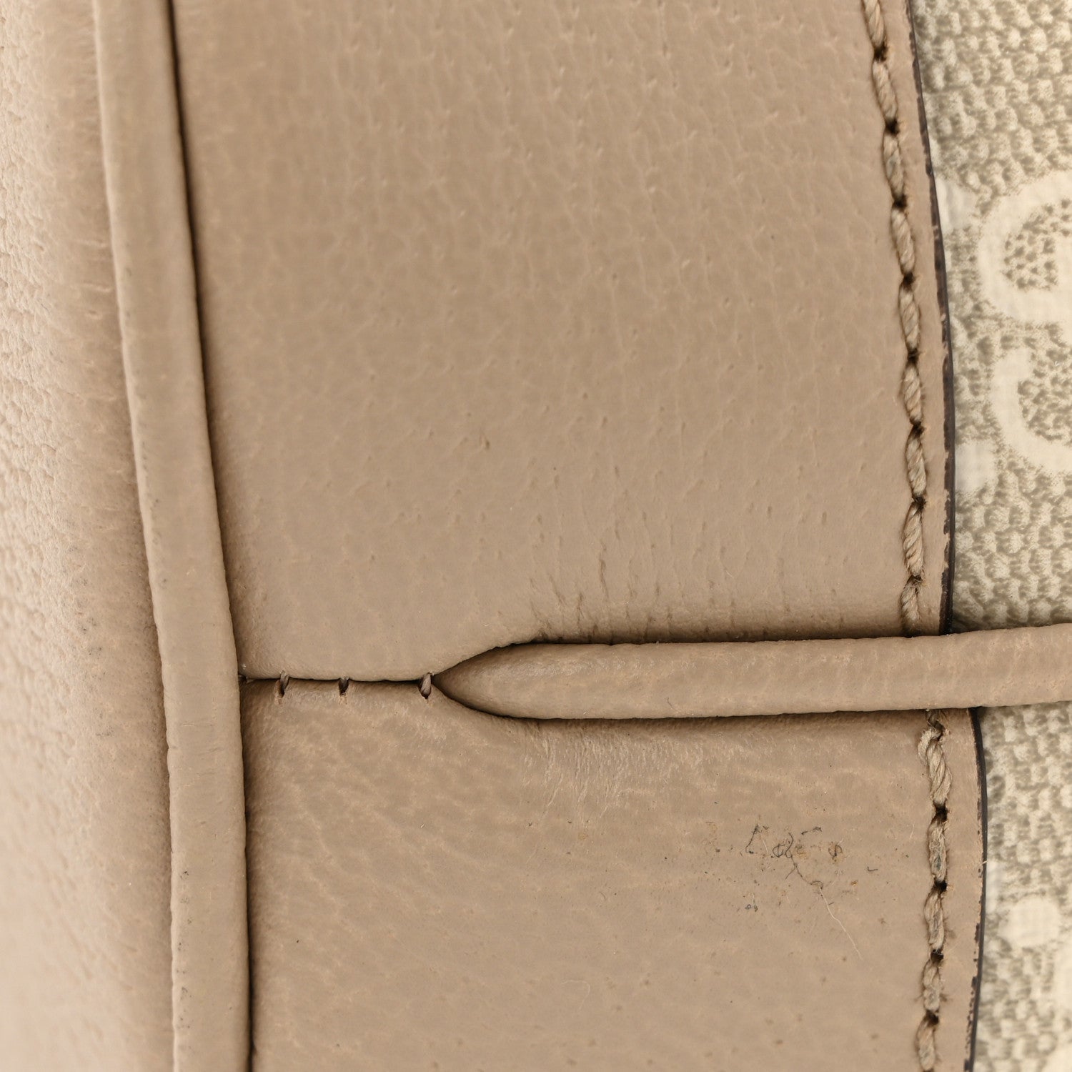 Gucci GG Supreme Monogram Textured Dollar Calfskin Web Mini Chain Drawstring Backpack Beige Mystic White Oatmeal 11 of 13