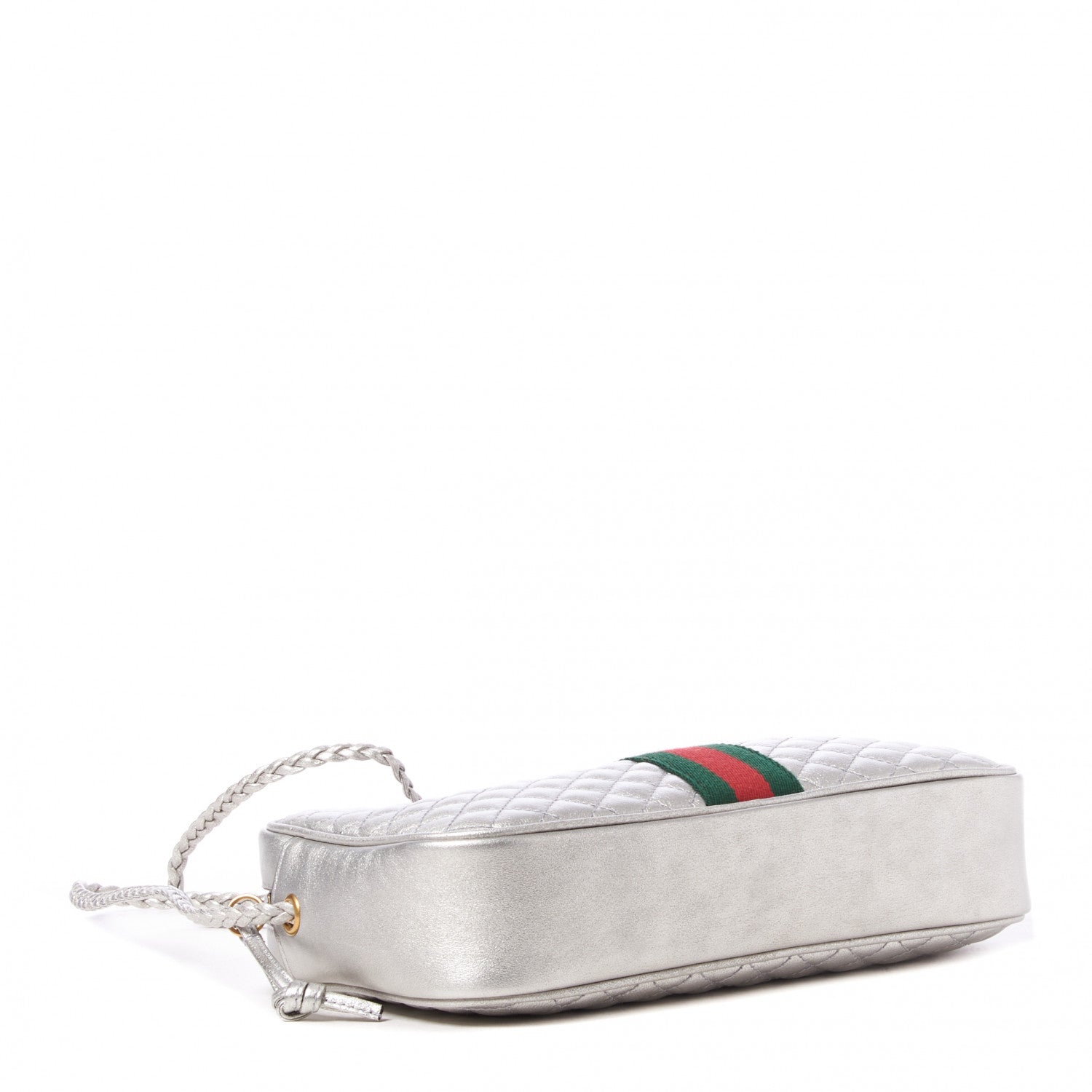 Gucci Laminated Nappa Web Trapuntata Small GG Shoulder Bag Argento 3 of 9