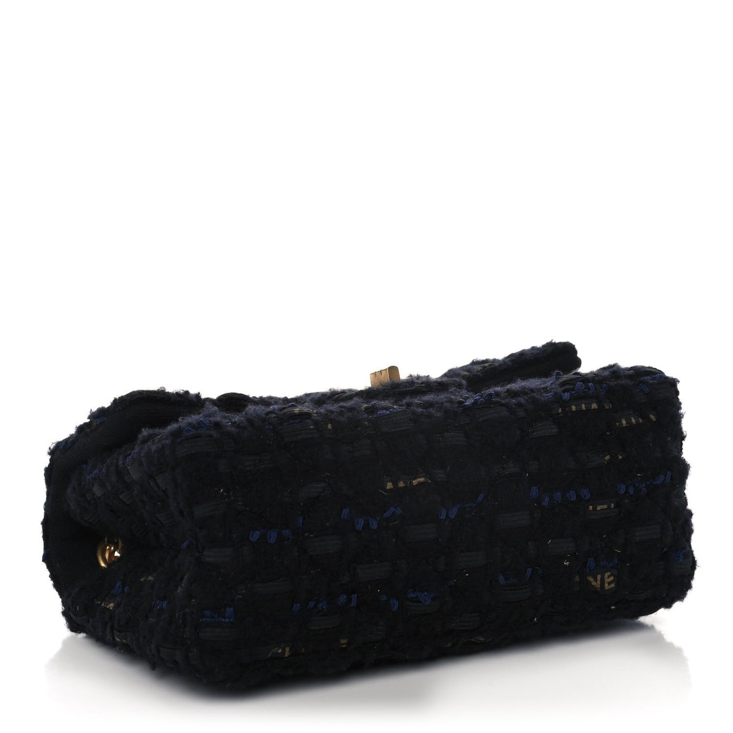 Tweed Quilted Mini 2.55 Reissue Flap Black Gold Navy
